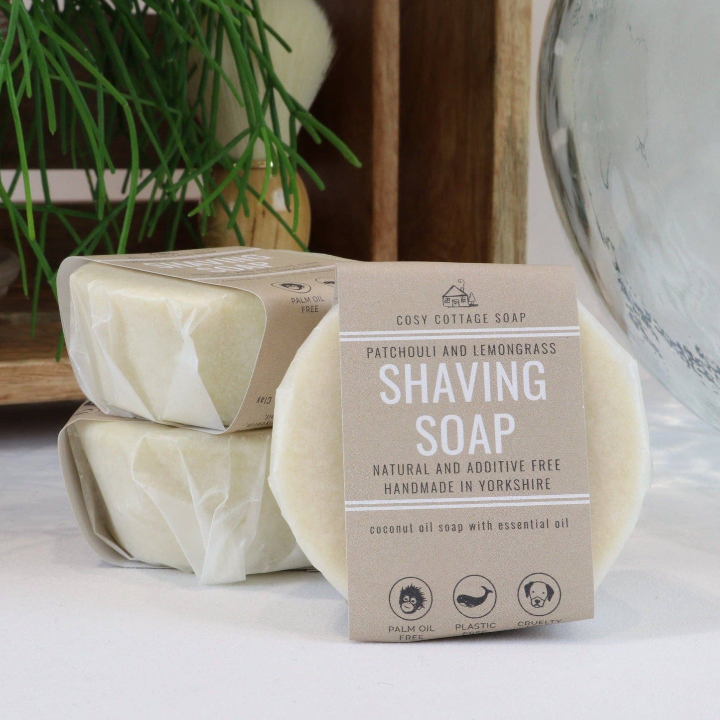 Large handmade Shaving Soap patchouli and lemongrass