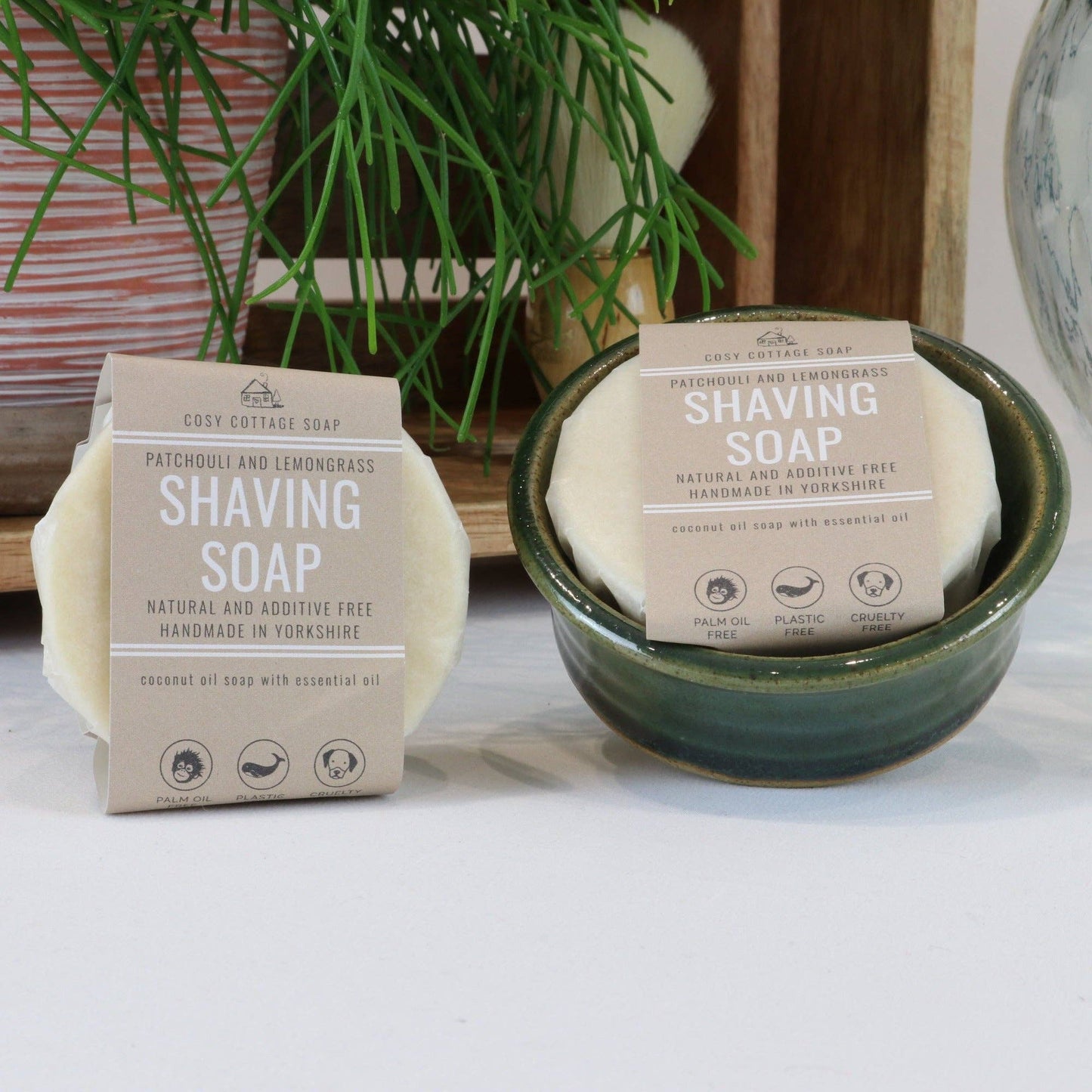 Large handmade Shaving Soap patchouli and lemongrass