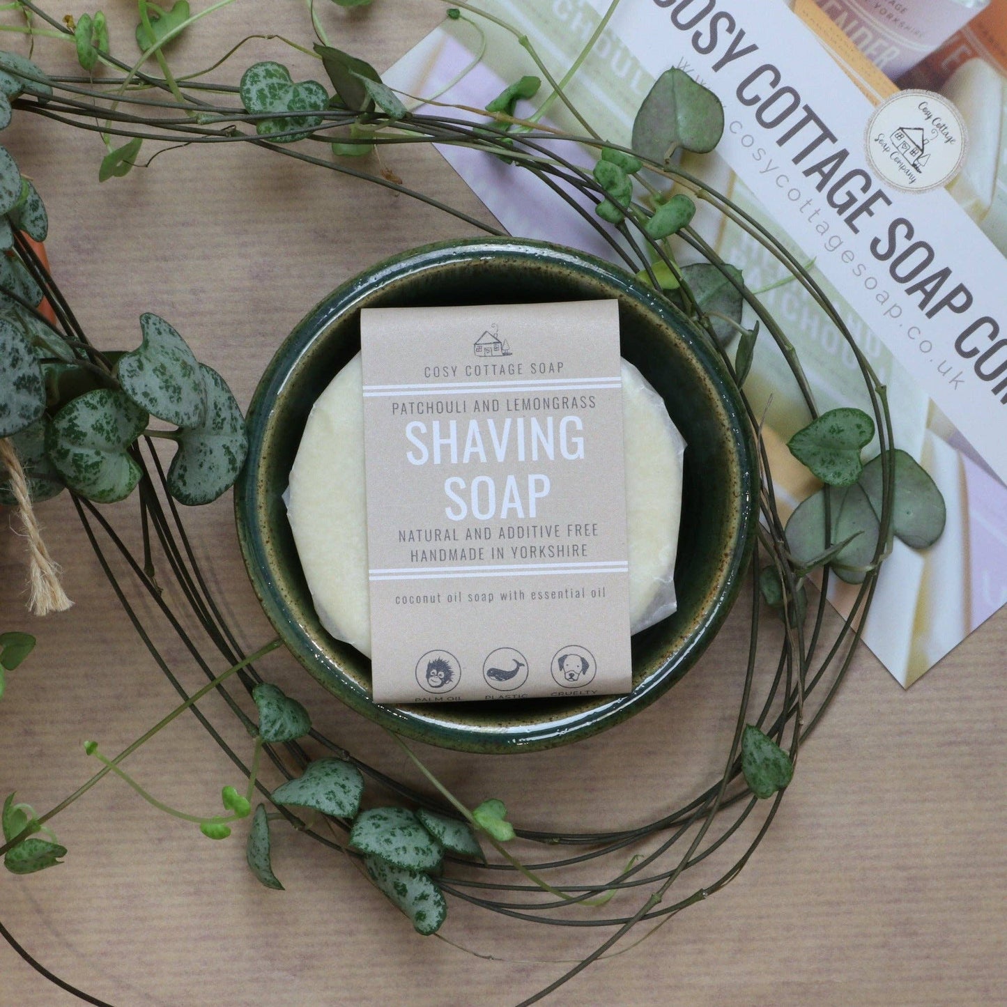 Large handmade Shaving Soap patchouli and lemongrass