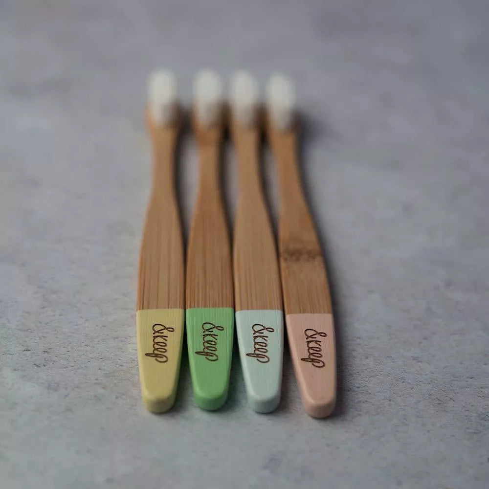 Children's Bamboo Toothbrushes - Pack of 4 Pastels