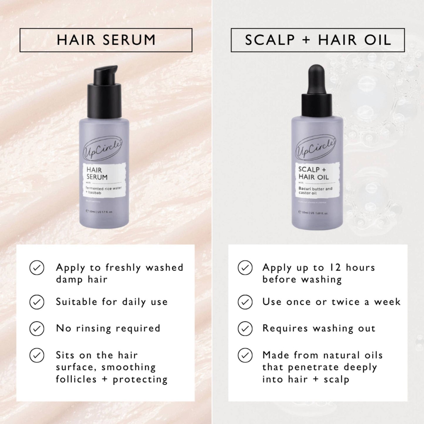 Upcircle Vegan Hair Serum Upcycled Fermented Rice Water Heat Protect: Standard / 50ml
