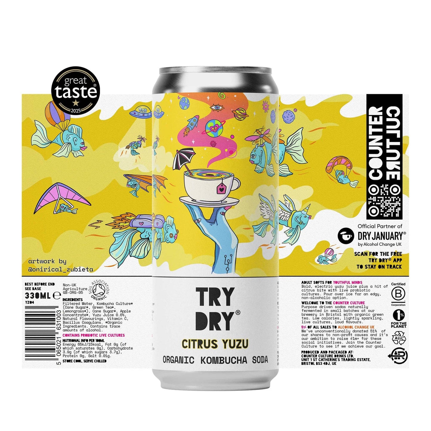 Counter Culture - Citrus Yuzu Organic Kombucha Soda 330ml