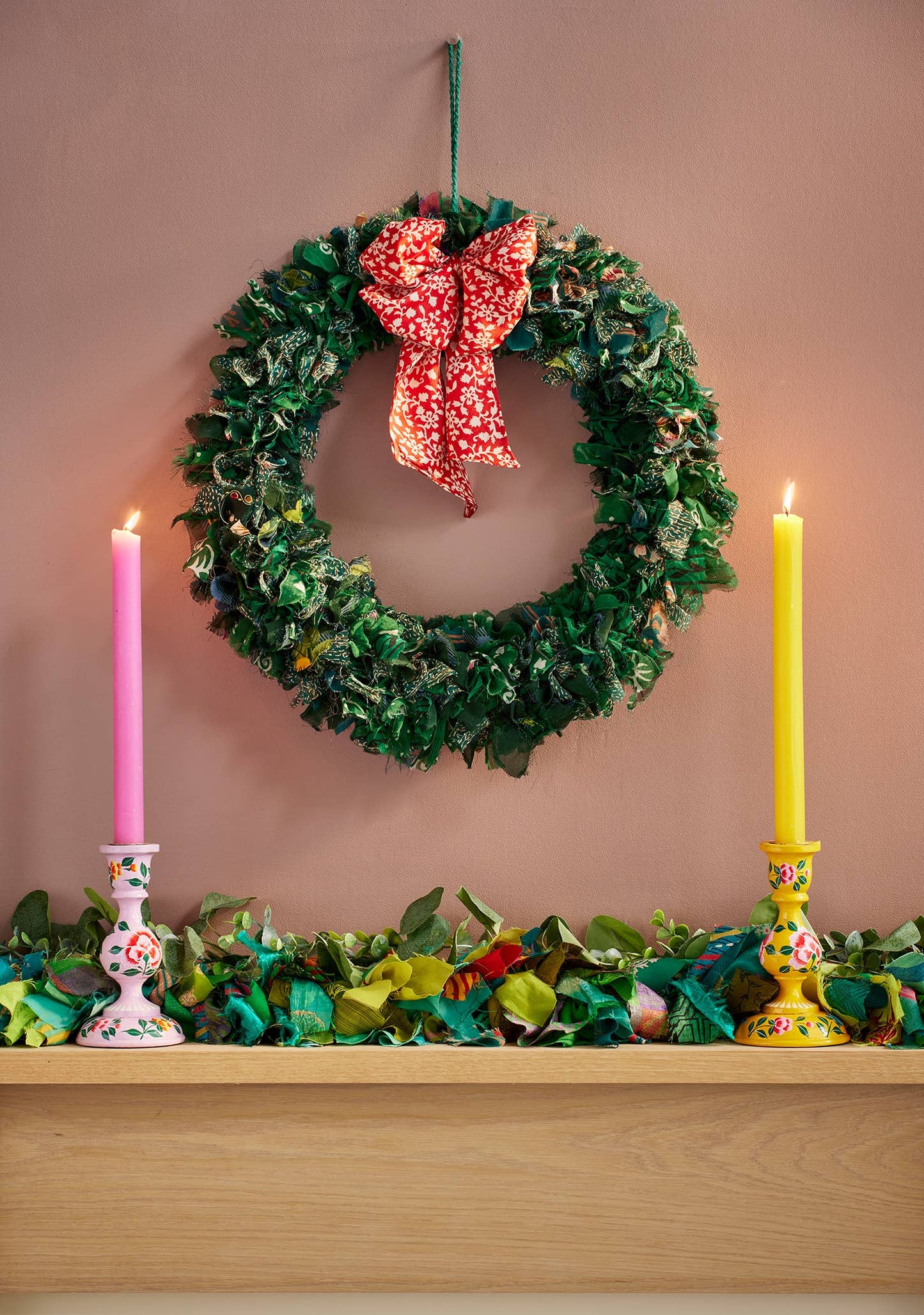 Recycled Sari Large Green Wreath