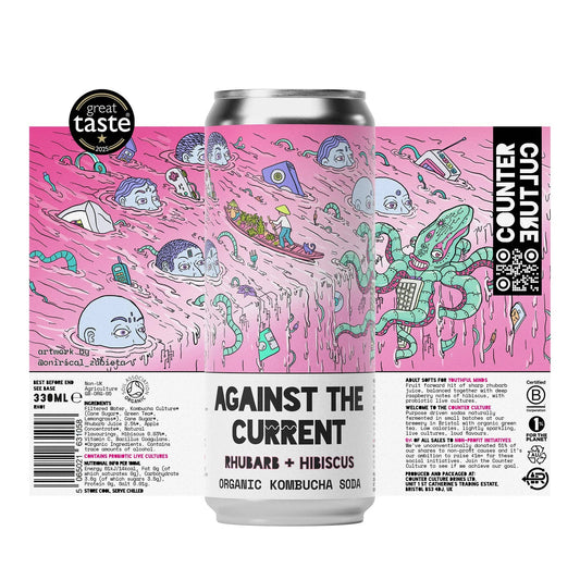 Counter Culture - Rhubarb + Hibiscus Organic Kombucha Soda 330ml