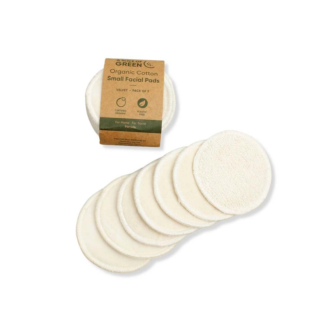 Organic Cotton Small Facial Pads – Velvet – Pack of 7
