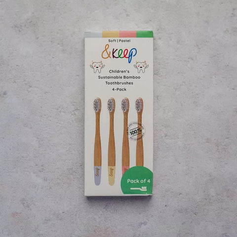 Children's Bamboo Toothbrushes - Pack of 4 Pastels