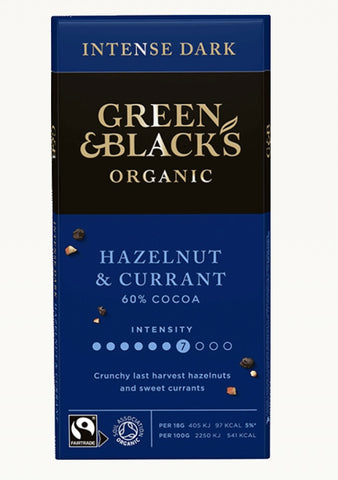 Green and Black’s Hazelnut and Currant Dark Chocolate bar 90g