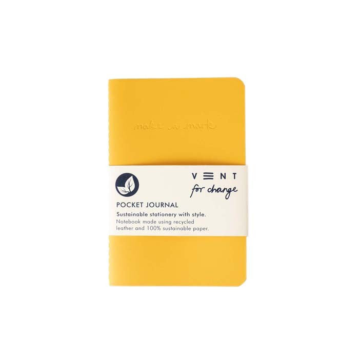A6 Pocket Recycled Leather Notebook Yellow
