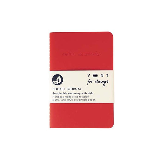 A6 Pocket Recycled Leather Notebook Red