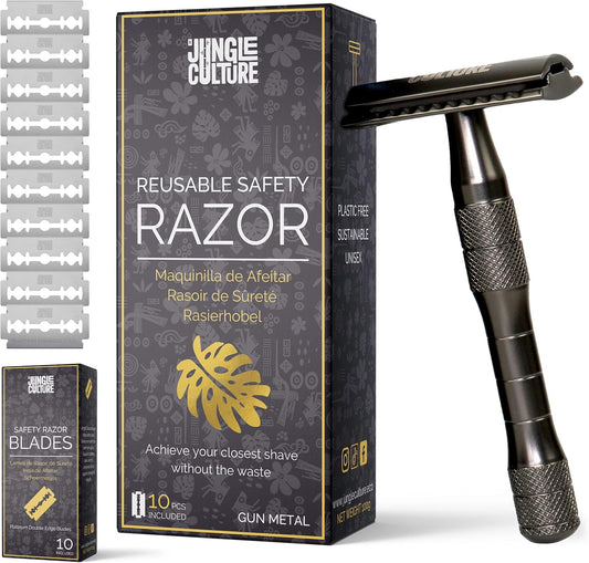 Safety Razor for Women + Men, Reusable Metal Razors (Unisex): Gun Metal