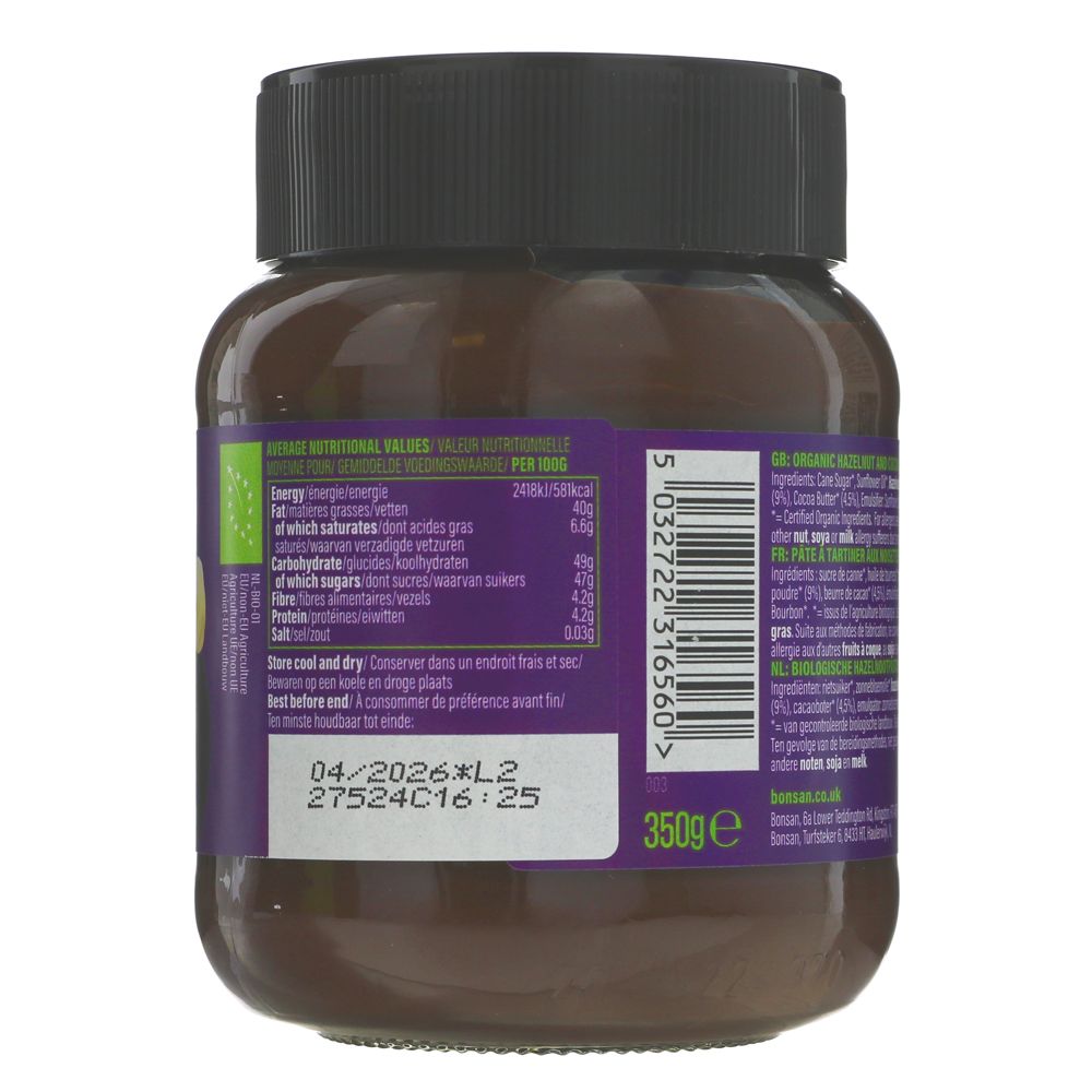 Bonsan Organic Mylk Hazelnut Cocoa Spread