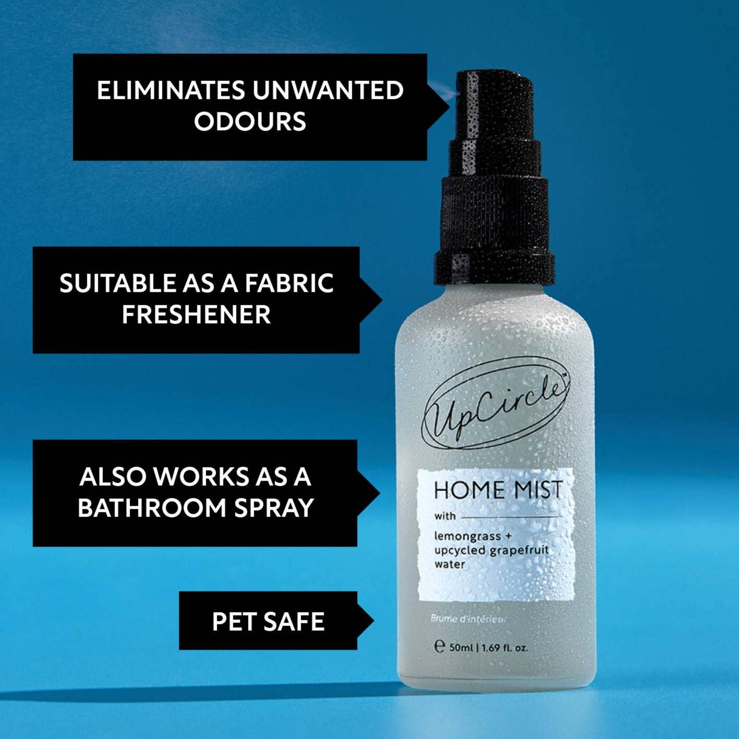 Vegan Home Mist with Lemongrass + upcycled Grapefruit Water for Stocking Filler Gift: 50ml / Standard - £27.48+VAT per Case of 6