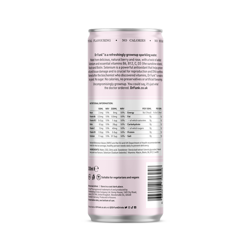 Berry & Rose flavoured water with 7 essential nutrients