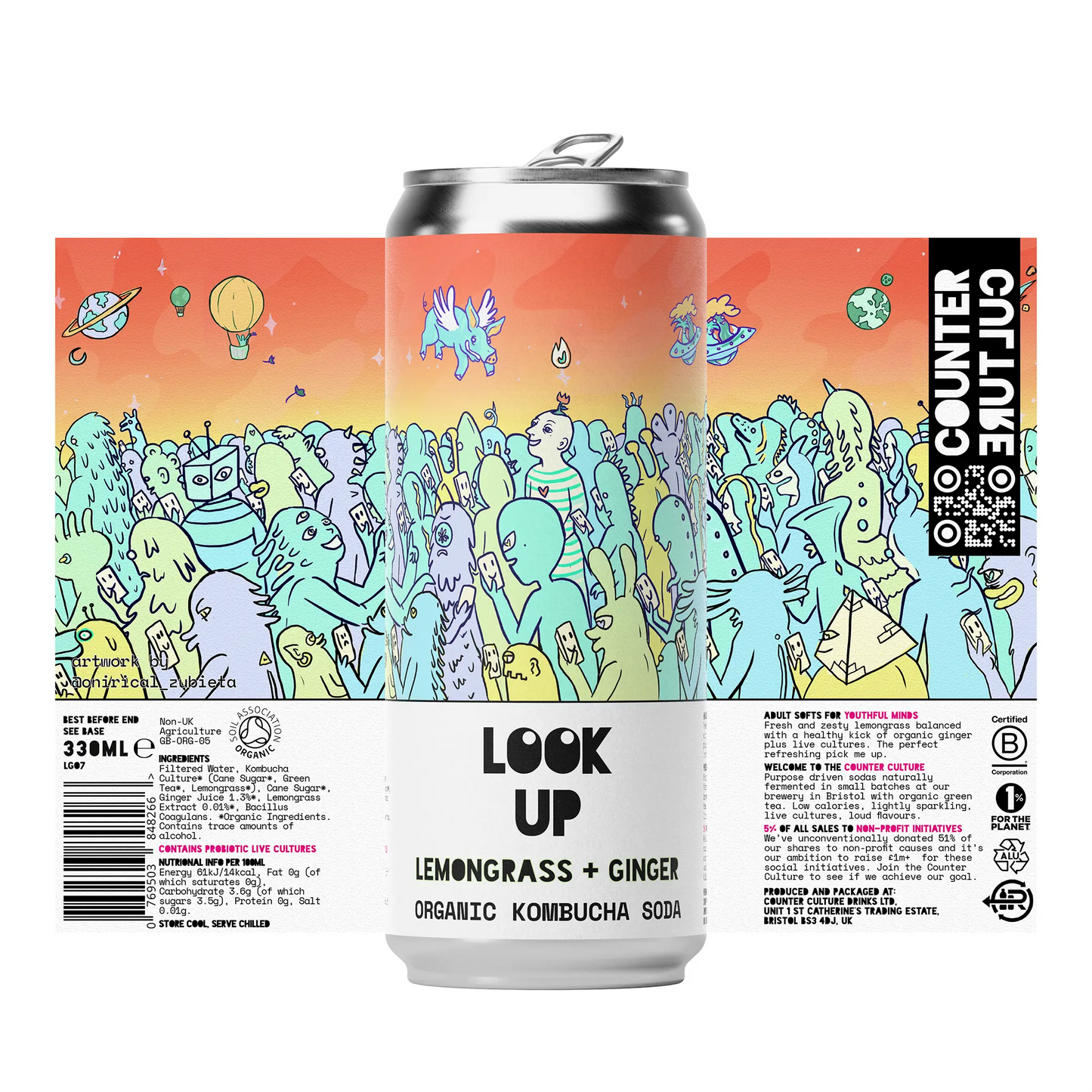 Counter Culture - Lemongrass + Ginger Organic Kombucha Soda 330ml