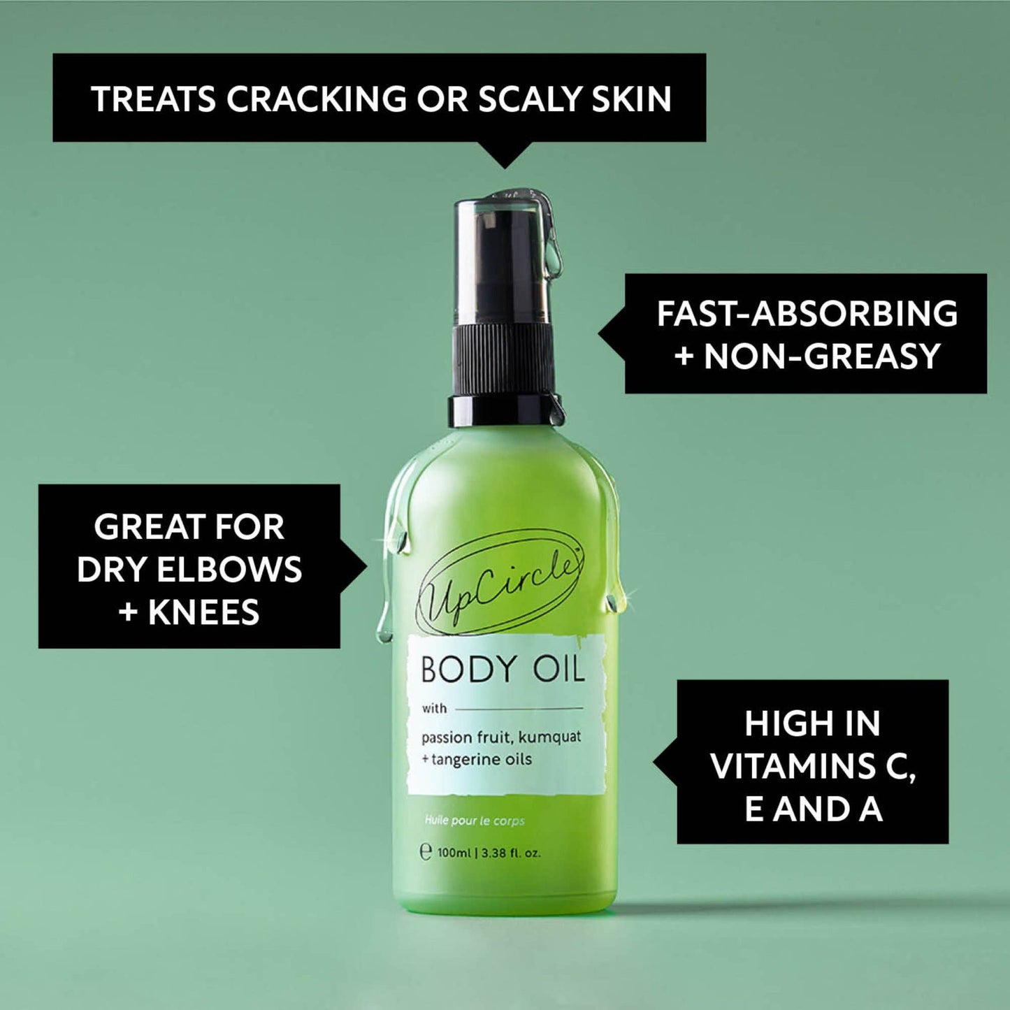 Upcircle Luxury Vegan Gift Eco Spa Body Oil with Passionfruit + Tangerine
