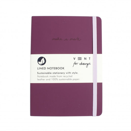 ‘Make a Mark’ A5 Recycled Leather Lined Notebook - Deep Purple